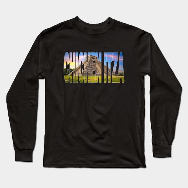 CHICHEN ITZA - Mexico Ancient Ruins with Sunset Glow Long Sleeve T-Shirt by TouristMerch